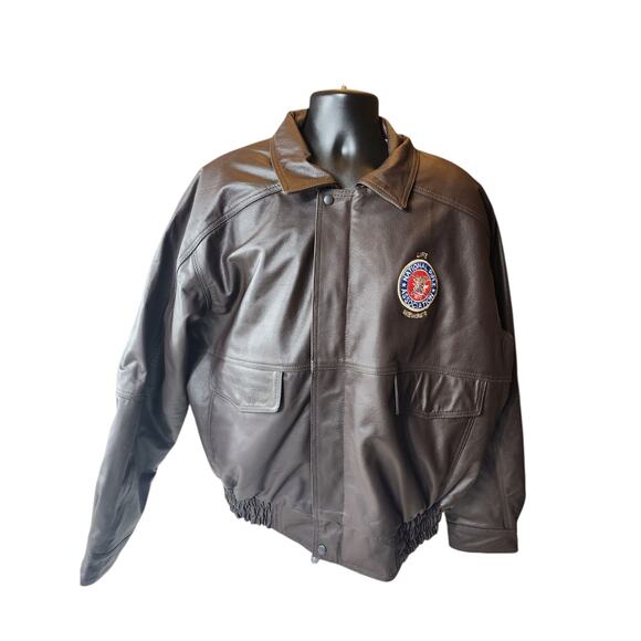 Burks Bay Leather Jacket Mens 2XL NRA Life Member Patch Logo \Bomber Vintage Y2K - Picture 8 of 16